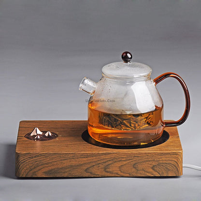 Glass Teapot with Steam Infuser | 1200ml Borosilicate Large Tea Kettle Agate Lid