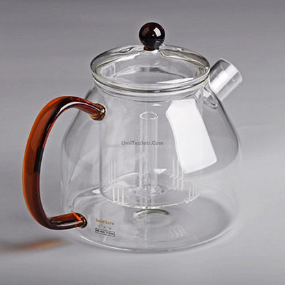 Glass Teapot with Steam Infuser | 1200ml Borosilicate Large Tea Kettle Agate Lid