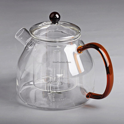 Glass Teapot with Steam Infuser | 1200ml Borosilicate Large Tea Kettle Agate Lid