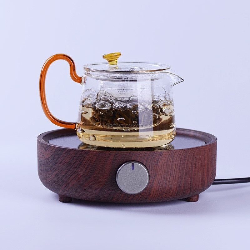 Glass Teapot with Cognac Handle – 580ml Borosilicate Stovetop