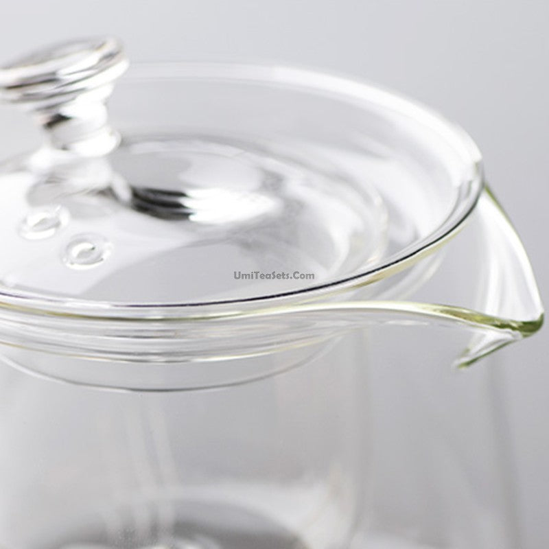 Glass Teapot with Cognac Handle – 580ml Borosilicate Stovetop