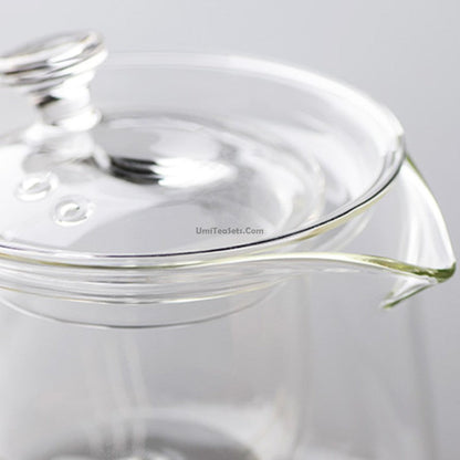 Glass Teapot with Cognac Handle – 580ml Borosilicate Stovetop