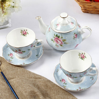 Bone China Tea Set 15-Piece Vintage Afternoon Tea – 6 Cups