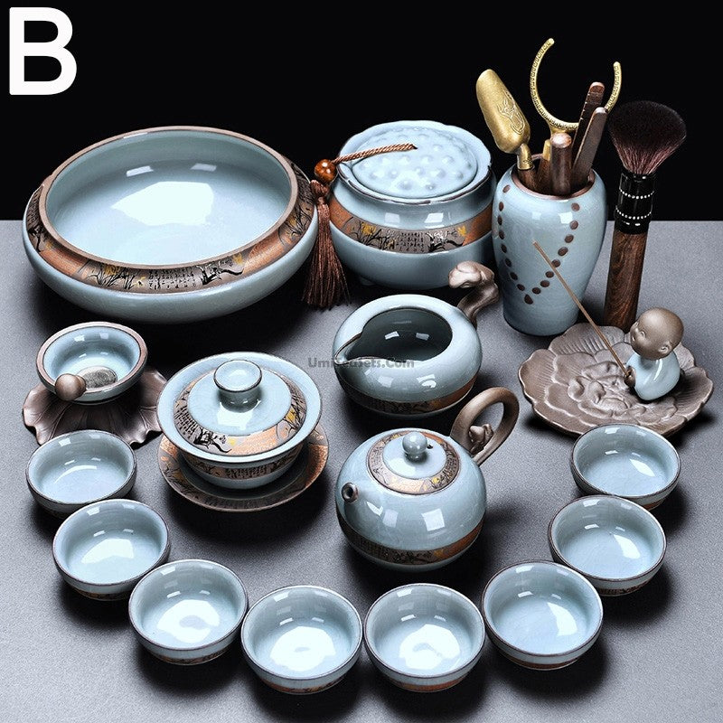 Ruyao Tea Set Ice Crack Glaze | Style A & B Gift Box