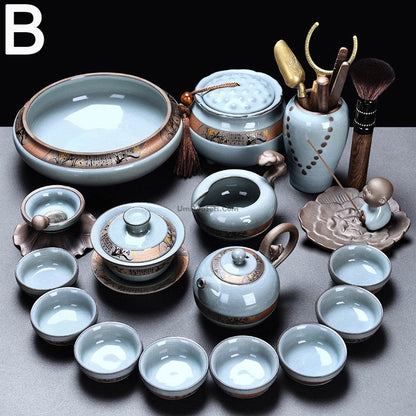 Ruyao Tea Set Ice Crack Glaze | Style A & B Gift Box