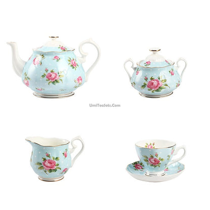 Bone China Tea Set 15-Piece Vintage Afternoon Tea – 6 Cups
