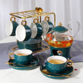 Bone China Tea Set Vintage Floral Gold Rim Warmer 14-Piece