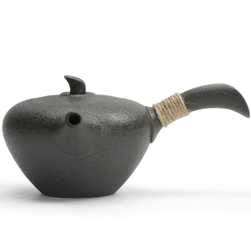 Japanese Teapot Black Coarse Pottery Old Rock Clay 170ml