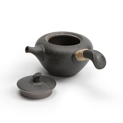 Japanese Teapot Black Coarse Pottery Old Rock Clay 170ml