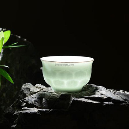Jade Porcelain Lotus Gongfu Tea Cups | Set of 6