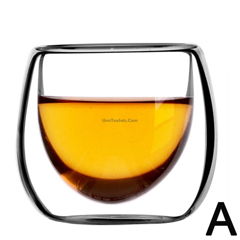 Gongfu Tea Cup Set 6pcs Double Wall Glass 50ml Borosilicate