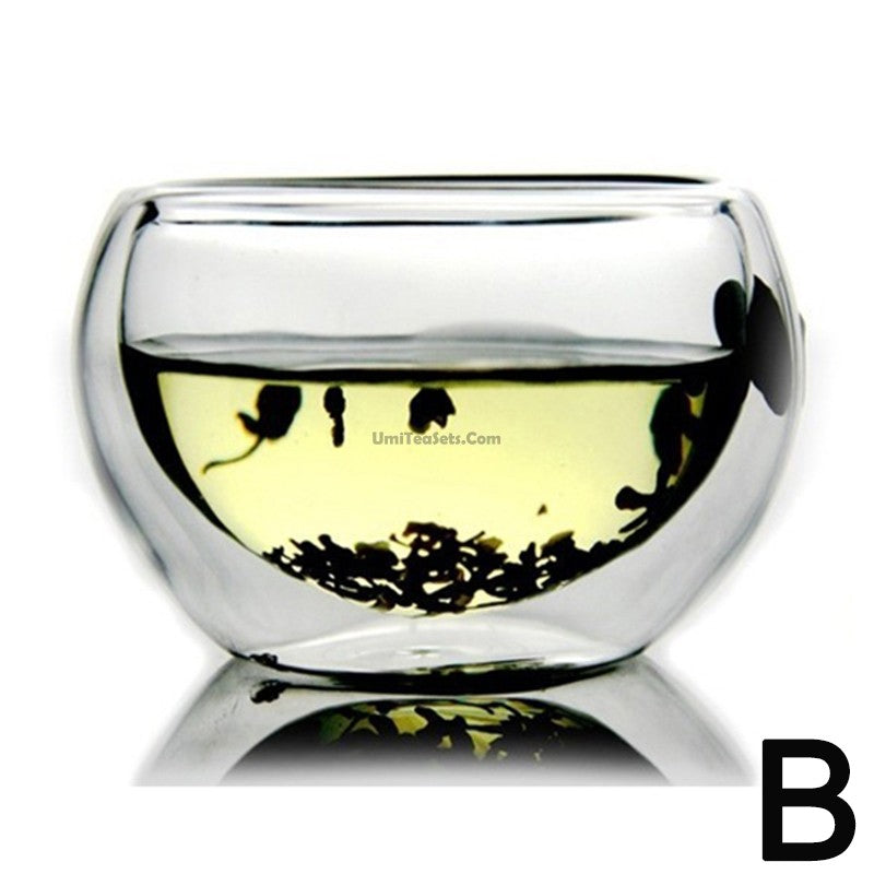 Gongfu Tea Cup Set 6pcs Double Wall Glass 50ml Borosilicate