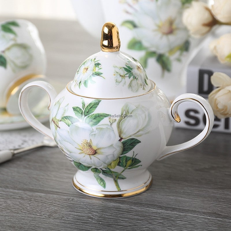 Bone China Camellia Tea Set Eagle Beak Spout 22-Piece Gift Box
