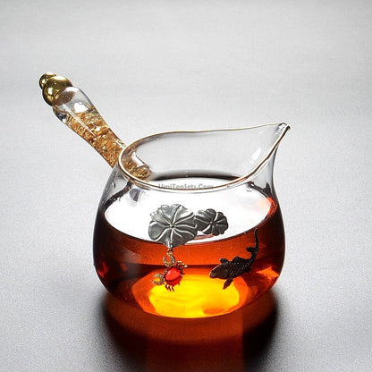 Glass Fairness Cup Golden Handle 250ml Tea Pitcher
