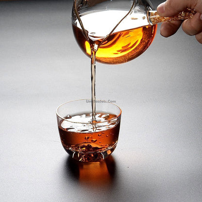 Glass Fairness Cup Golden Handle 250ml Tea Pitcher