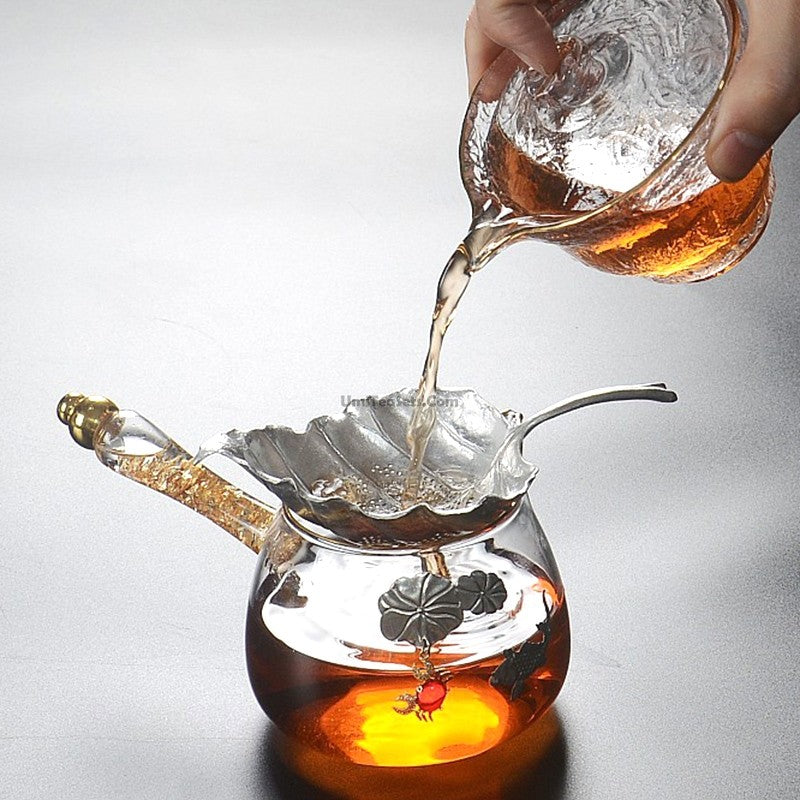 Glass Fairness Cup Golden Handle 250ml Tea Pitcher
