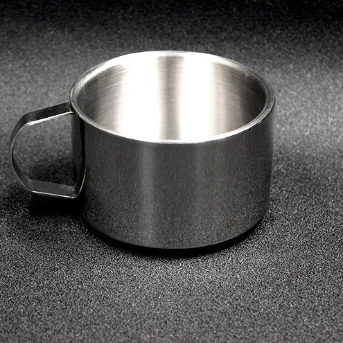 Stainless Steel Tea Coffee Cup Double Wall With Saucer Spoon