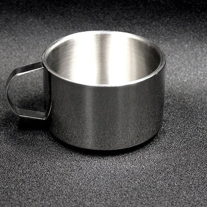 Stainless Steel Tea Coffee Cup Double Wall With Saucer Spoon