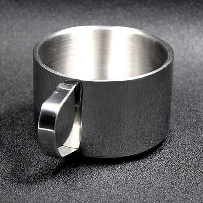 Stainless Steel Tea Coffee Cup Double Wall With Saucer Spoon