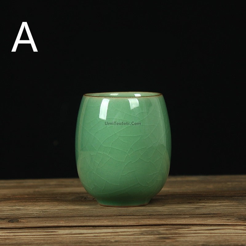 Celadon Porcelain Tea Cups Set of 2 | Classic Green Glaze