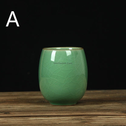 Celadon Porcelain Tea Cups Set of 2 | Classic Green Glaze