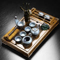 Ge Kiln Ice Crack Gongfu Tea Set with Wood Tray