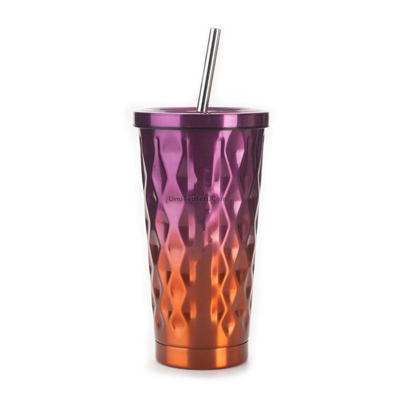 Insulated Tumbler with Straw Stainless Steel 475ml