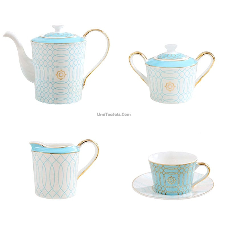 British Bone China Tea Set Thiago 24K Gold German Nano 12-Piece