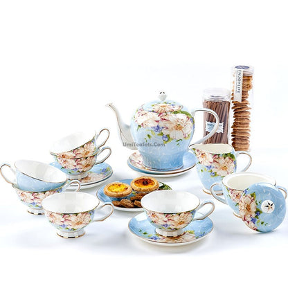 Bone China Afternoon Tea Set Vintage Gold Rim 25pc