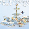 Bone China Afternoon Tea Set Vintage Gold Rim 25pc