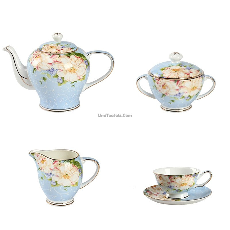 Bone China Afternoon Tea Set Vintage Gold Rim 25pc