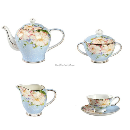 Bone China Afternoon Tea Set Vintage Gold Rim 25pc