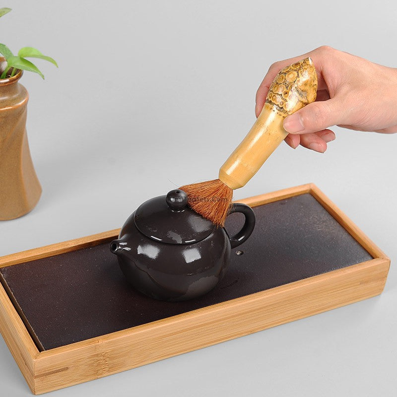 Teapot Brush Bamboo Root Handle | Horse Mane Bristles