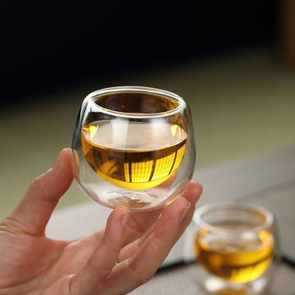 Gongfu Tea Cup Set 6pcs Double Wall Glass 50ml Borosilicate