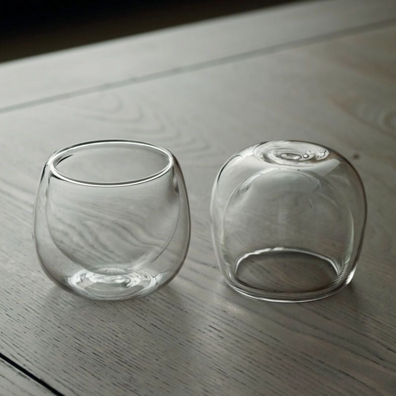 Gongfu Tea Cup Set 6pcs Double Wall Glass 50ml Borosilicate
