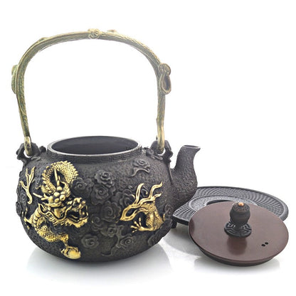 Cast Iron Tea Set | Golden Dragon, 1200ml, Stand & 4 Cups