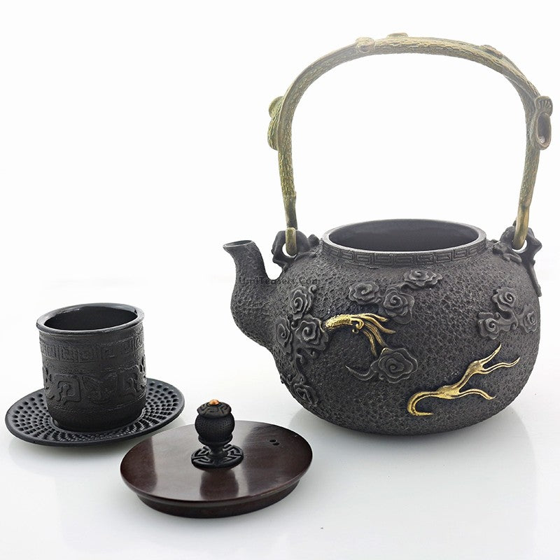 Cast Iron Tea Set | Golden Dragon, 1200ml, Stand & 4 Cups