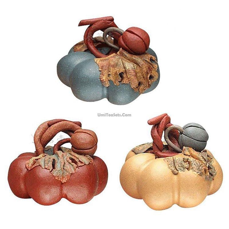 Purple Clay Tea Pet – Handcrafted Pumpkin Zisha Tea Figurine | Yixing Style Tea Tray Decor, 3 Colors