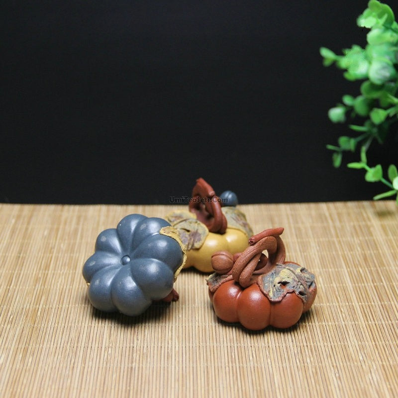 Purple Clay Tea Pet – Handcrafted Pumpkin Zisha Tea Figurine | Yixing Style Tea Tray Decor, 3 Colors