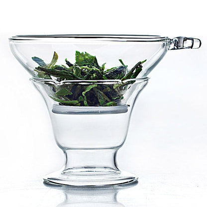 Glass Tea Strainer with Holder Loose Leaf Filter Gongfu Tea