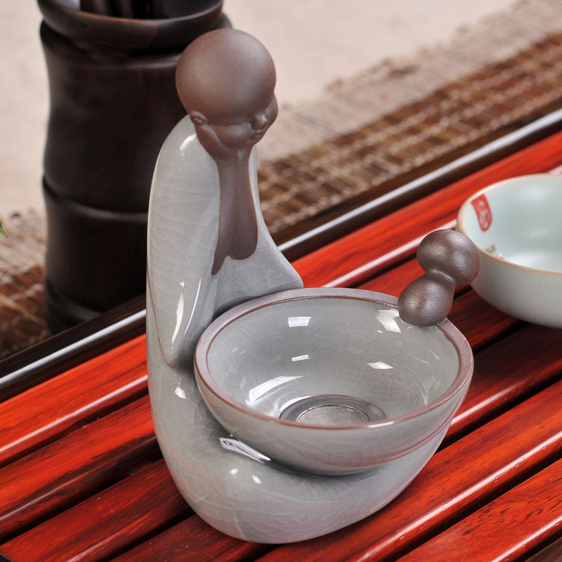 Ge Kiln Ceramic Tea Strainer with Holder 8 Styles