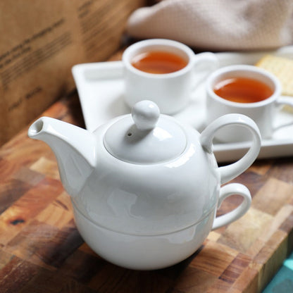 Bone China Tea For One Set Pure White 45% Bone 400ml Strainer
