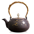 Cast Iron Teapot | Magpie Plum Carving, Copper Handle, 1200ml