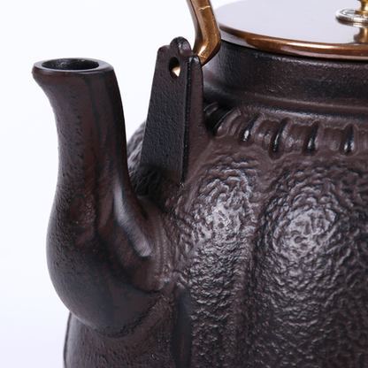 Cast Iron Teapot Japanese Pumpkin Shape 1100ml Copper Lid