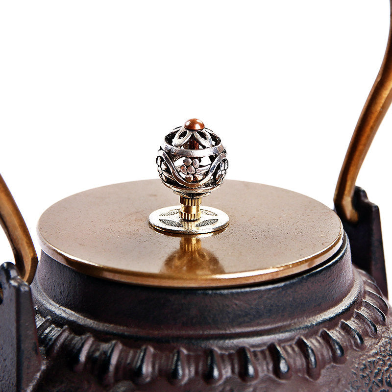 Cast Iron Teapot Japanese Pumpkin Shape 1100ml Copper Lid