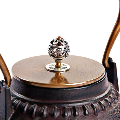 Cast Iron Teapot Japanese Pumpkin Shape 1100ml Copper Lid