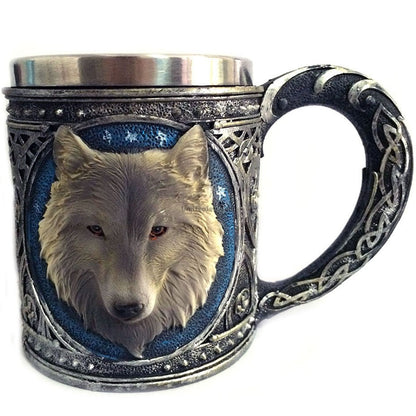 Stainless Steel Wolf Mug Double Wall | 450ml Travel Cup