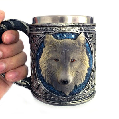 Stainless Steel Wolf Mug Double Wall | 450ml Travel Cup