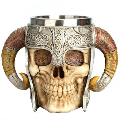 Viking Skull Mug Stainless Steel Double Wall 550ml