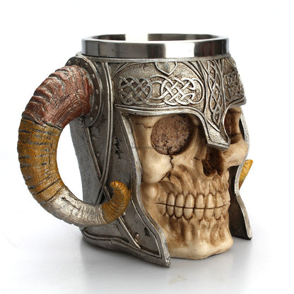 Viking Skull Mug Stainless Steel Double Wall 550ml